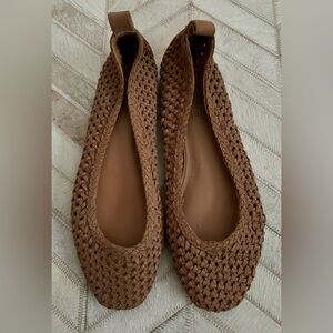 Joie Tan Leather Woven Flats NEW! No box
